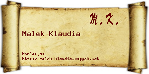 Malek Klaudia névjegykártya